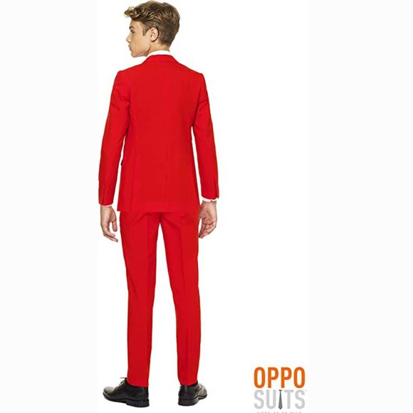 OppoSuits Boys Red Devil Suit - Jacket Pants & Tie 12 - Picture 2 of 6